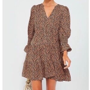 Tuckernuck Leopard Print Babydoll Mini Kenzo Dress Women's Small Pomander